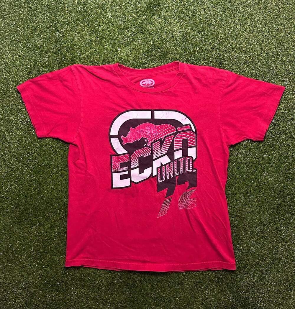 Y2K Ecko Unltd Graphic T-Shirt Red Short Sleeve Crew Neck